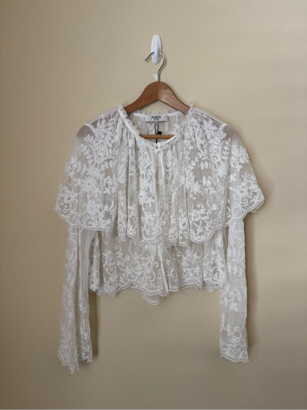 Sea New York New Marja Embroidery Capelet Blouse Pearl Small